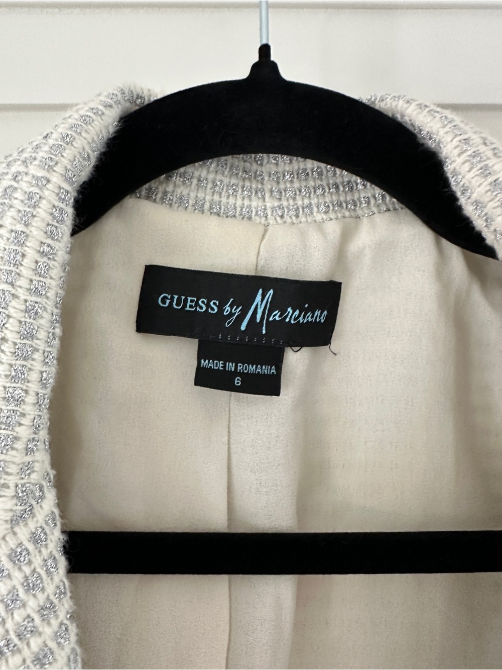 Guess by Marciano Ivory & Silver Tweed Blazer Jacket Size 6 - Picture 2 of 6